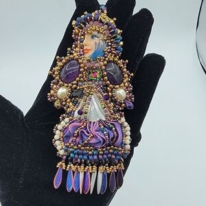 Necklace Shibori Silk Swarovski Crystals #2084